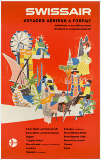 Swissair-Plakat Original Flugpauschalreisen Henri Ott 1958