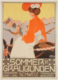 Originalplakat Jugendstil Sommer Graubünden Bollschweiler 1906