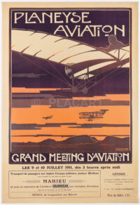 Originales Schweizer Plakat Aviatik Colombier Neuchâtel 1911